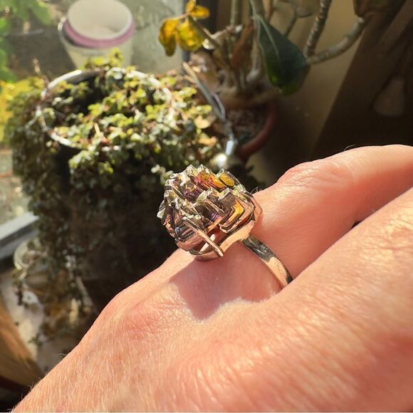 Bismuth Sterling Silver Crystal Gemstone Ring Size 8 - Picture 5 of 7